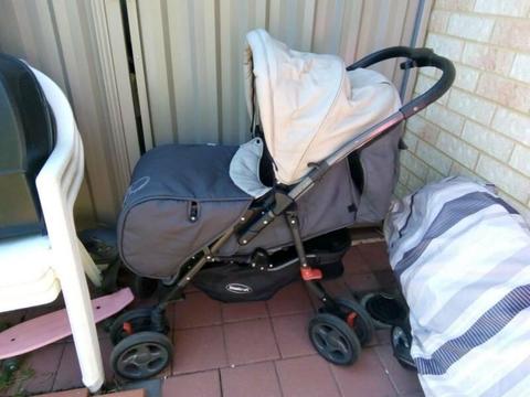Steelcraft Baby Pram Blue Grey - REDUCED, NEW LOW PRICE CLEARANCE