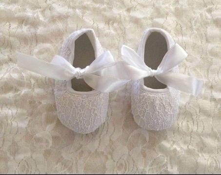 White Baby Christening Baptism lace Shoes