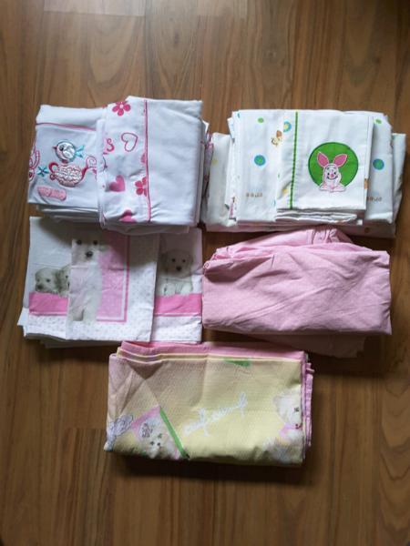 Cot sheets, wraps, blankets and bath towels