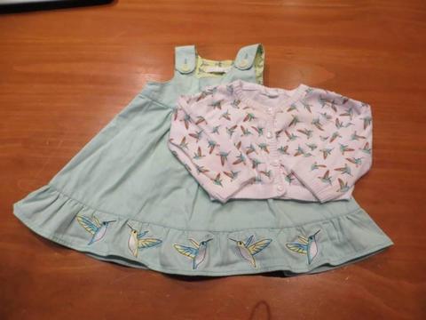 Girl's dress with matching cardigan - 3 to 6 months
