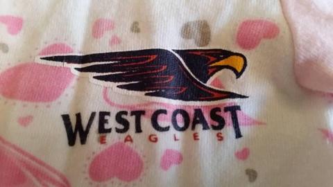 West Coast Eagles girls winter onesie jumpsuit as new 000