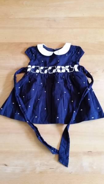 Gorgeous girls 000 navy blue and white spot dress