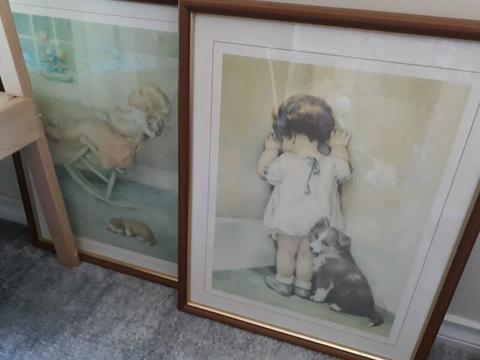 Pictures for childs room with toddlers and puppies oldschool