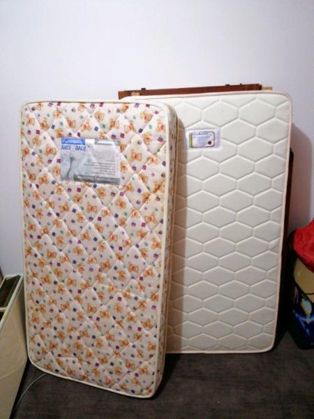 wooden baby cot with mattresses
