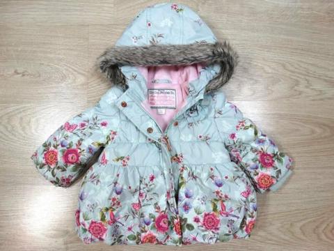 Monsoon Baby Girls Winter Floral Coat Jacket 6-12 Months Size 0