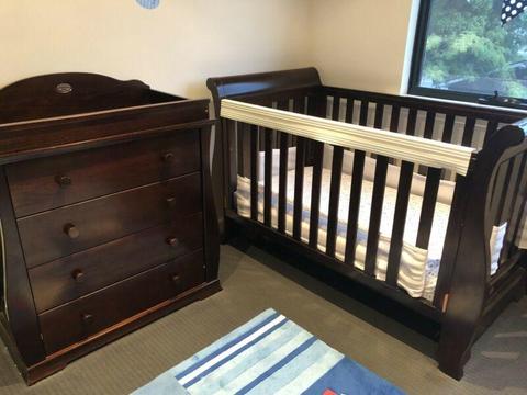 Boori Sleigh Cot and Chest of Drawers