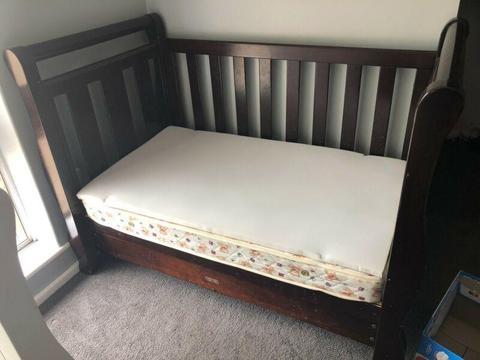 Love n care sleigh cot and change table set