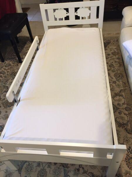 Kids bed with mattress and protector IKEA