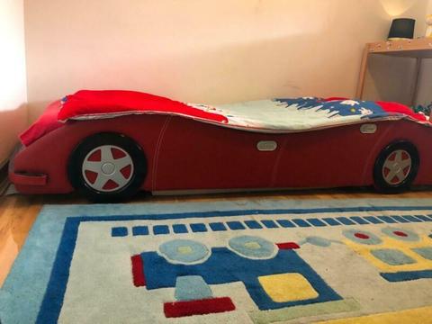 Leather racing car bed for kids