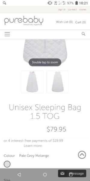 Pure baby organic cotton sleeping bag