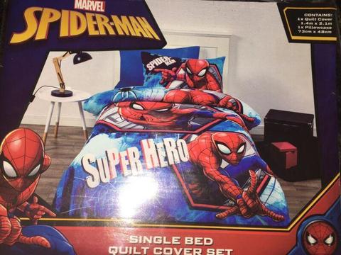 Spiderman single bed quilt cover