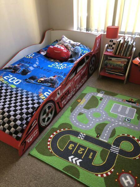 Boys car bed and matching bedside