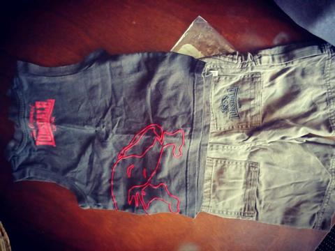 Boys Lonsdale sleeveless top & matching cargo shorts - size 2