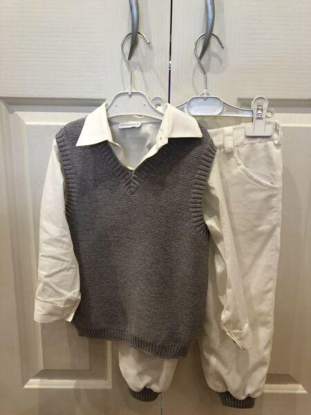 Boys Suit Set Size 3 White / Grey Formal