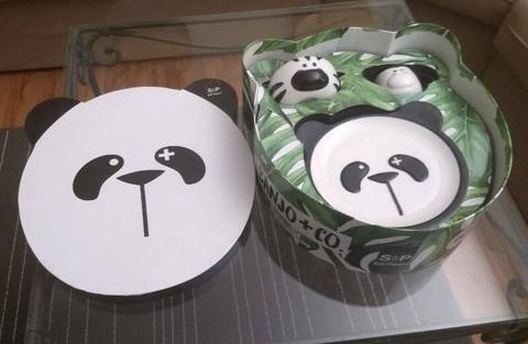Panda Baby bowl plate cup set, very cute never used Xmas gift