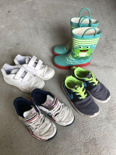 Boys sneakers and boots in a bundle