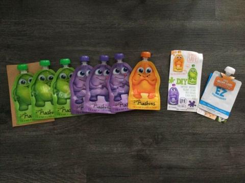 Little Mashies Food Pouches x 7 $15 the lot Exc Condition