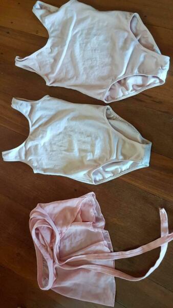 Sansha children's pink dance ballet leotards and wrap skirt