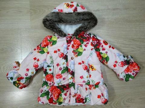 Ted Baker Girls Designer Winter Floral Coat Age 2-3 Size 3