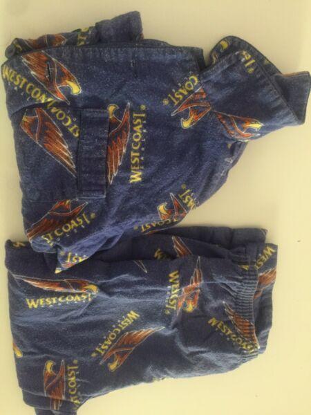 West coast eagles WCE pyjamas size 4 - needs elastic replacing