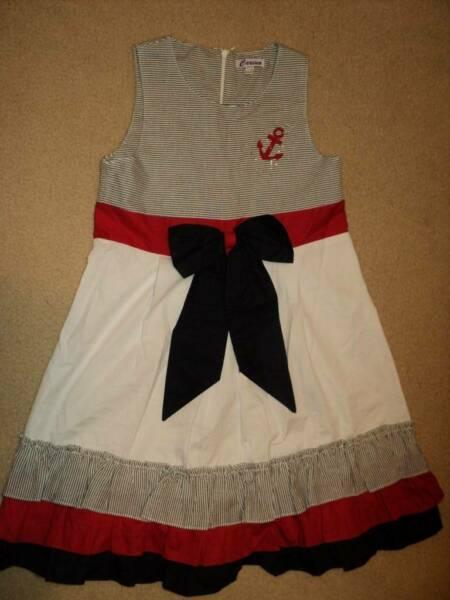 Designer's marine dress. 9-10Yrs. Cotton. Made in Europe AS NEW!