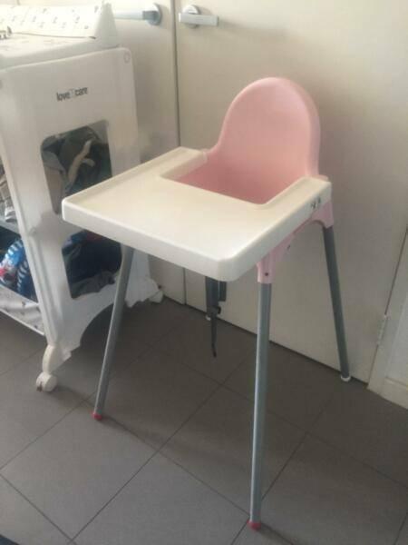 Ikea PINK highchair with tray and safety belt