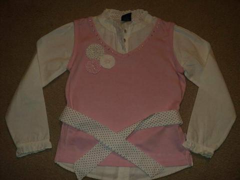 Long sleeve top blouse designed 2 in 1. 6-7Yrs. Made in Russia