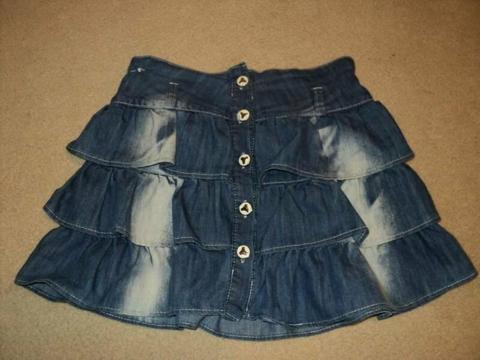 Denim jeans fringe puffy skirt. 8-9Yrs. 100% Cotton. Turkish