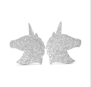 Belle Fever Unicorn Sparkling Silver Earrings NEW!